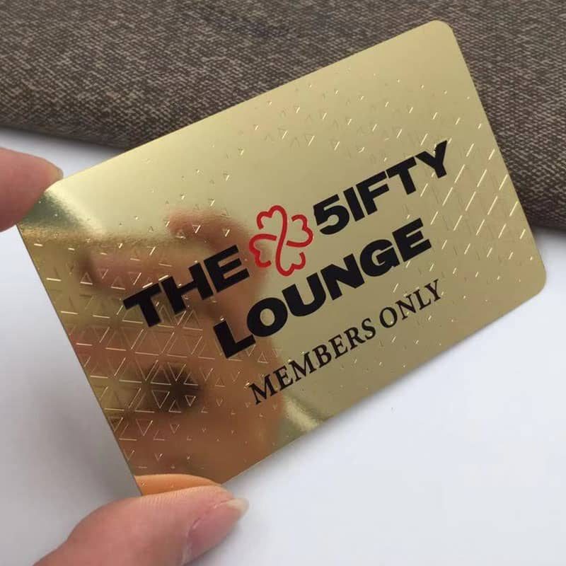 Mirror gold members card with etched pattern